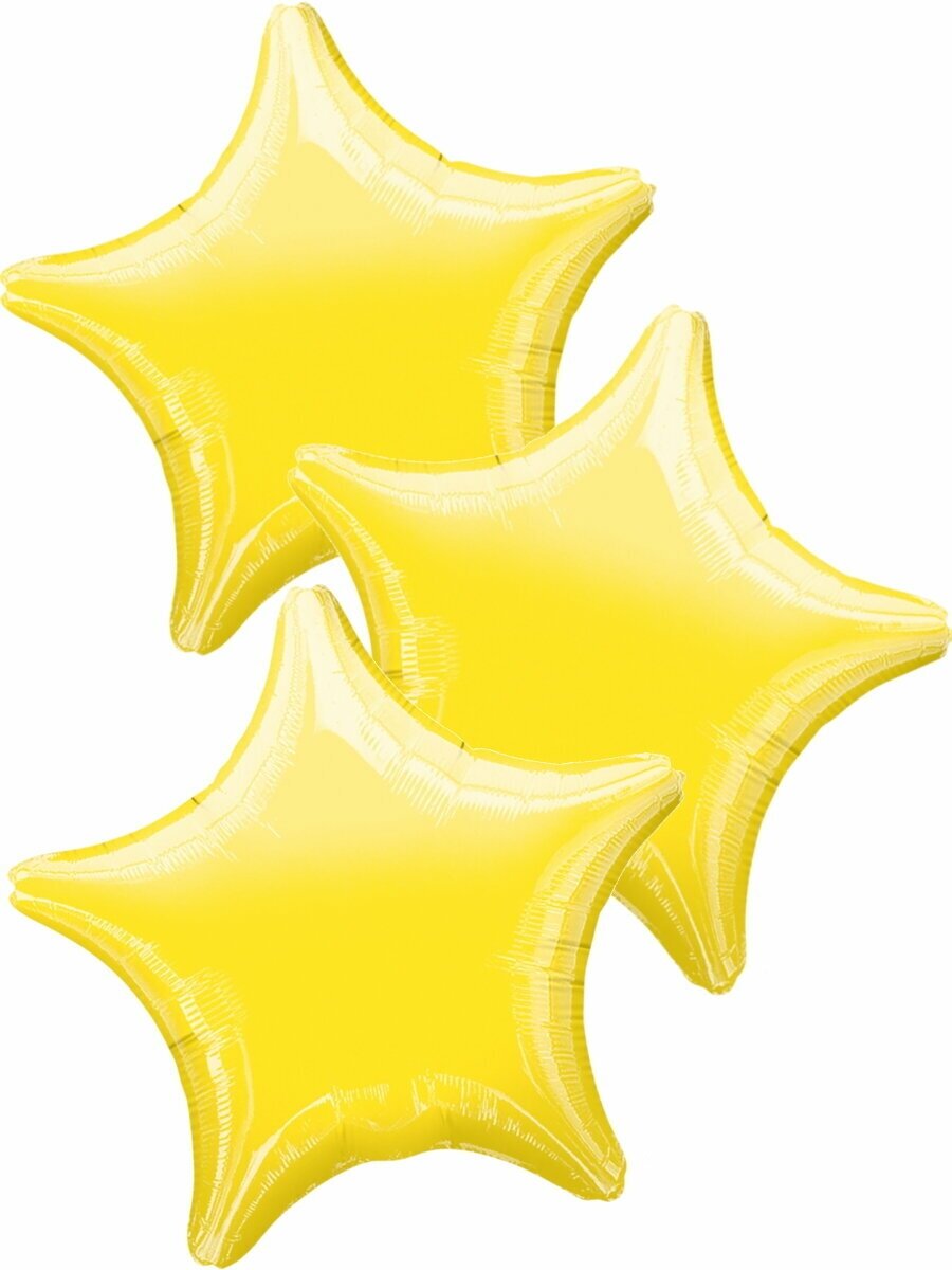 Набор воздушных шаров Anagram звёзды Металлик, Жёлтый, 46 см, 3 шт