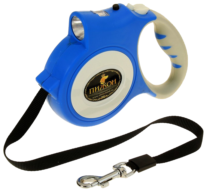 Поводок-рулетка для собак Пижон с фонариком, до 35 кг