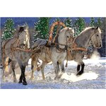 Вышивка бисером картины Тройка лошадей - изображение