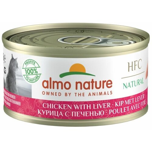 Almo Nature консервы для кошек с курицей и печенью, 75% мяса, 24 шт. по 70 гр.