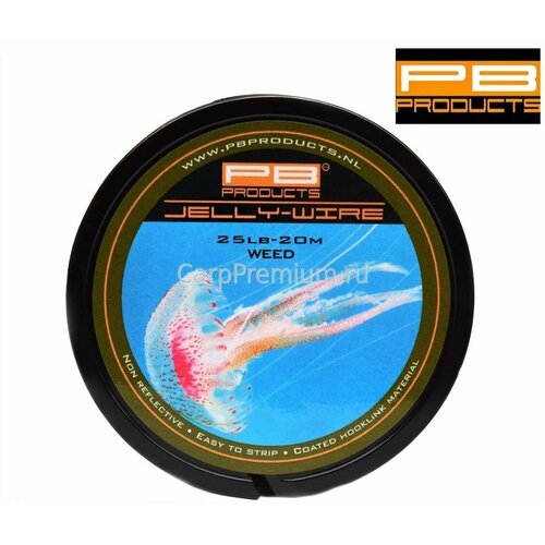 поводковый материал в оболочке мягкий серый pb products jelly wire silt 15 9 кг 35lb 20 м Поводковый материал в оболочке мягкий Зеленый PB Products - Jelly Wire Weed 11.4 кг / 25lb, 20 м