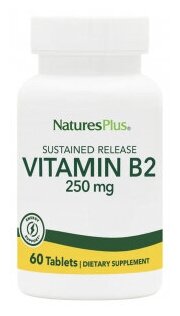 Natures Plus Vitamin B-2 Sustained Release 250 мг 60 таблеток