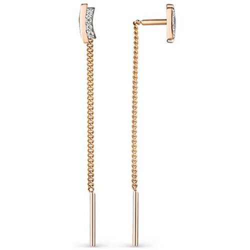 Серьги The Jeweller, красное золото, 585 проба, фианит, , золотистый