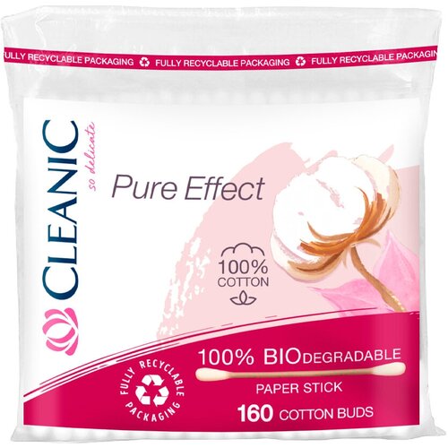 Ватные палочки тонкие косметические для макияжа Cleanic Pure Effect 160 шт ватные диски cleanic pure effect 40 шт