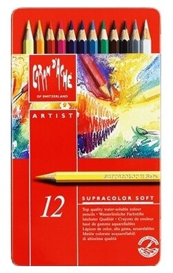 Карандаши цв. Carandache 3888.312 Supracolor акварель. шестигран. дерево мет.кор. (12шт)