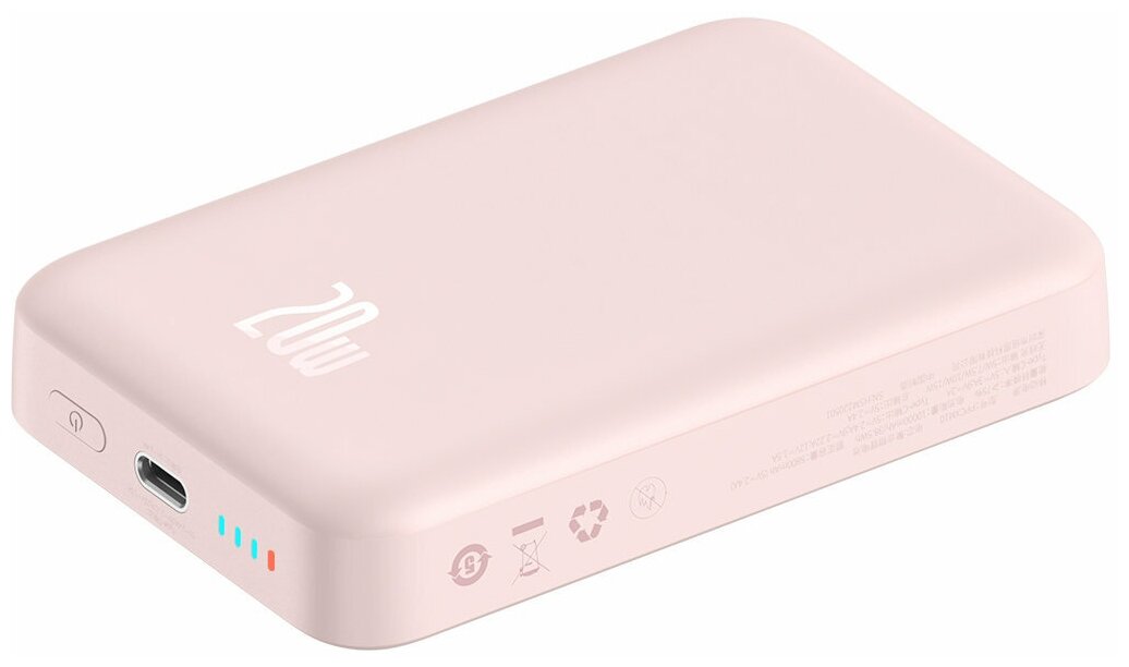 Внешний аккумулятор повербанк Baseus Magnetic Mini Power Bank 10000mAh 20W Pink Cable Type-C to Type-C 60W