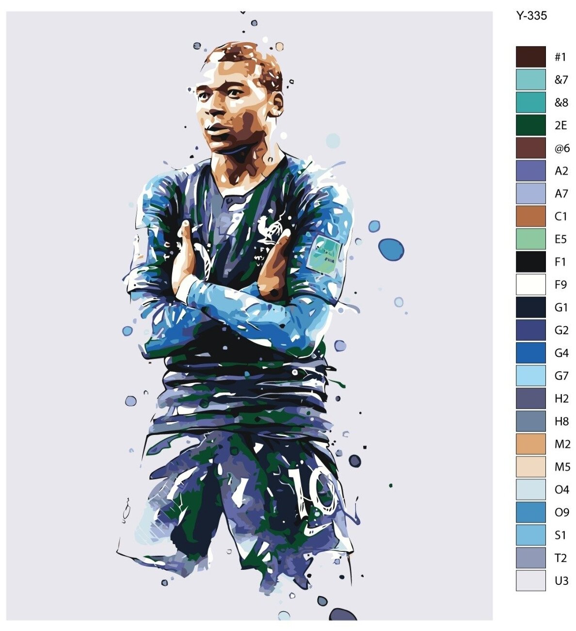 Картина по номерам Y-335 "Футболист Килиан Мбаппе. Национальная сборная Франции" 40х50