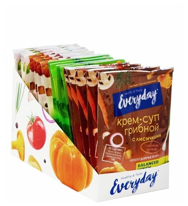 Крем-суп Everyday "набор ассорти" 25 - 30 гр, шоубокс 15 шт.