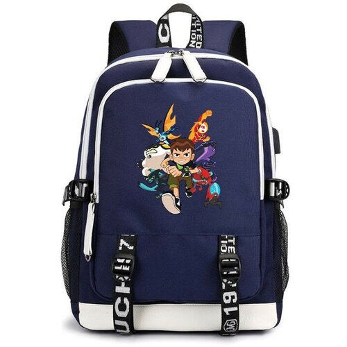 Рюкзак персонажи Бен 10 (BenTen) синий с USB-портом №4 рюкзак персонажи бен 10 benten оранжевый 4