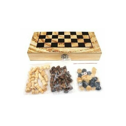 Набор 3 в 1: шахматы, шашки, нарды набор 3 в 1 шашки шахматы нарды размер 39х39 см деревянная доска деревянные фигуры