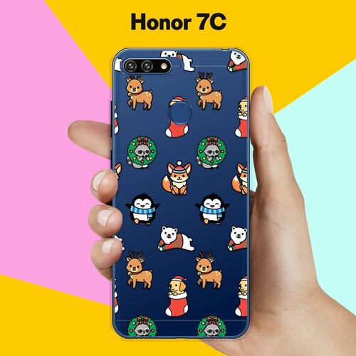 Силиконовый чехол на Honor 7C Узор / для Хонор 7Ц силиконовый чехол узор из цветов на honor 7c