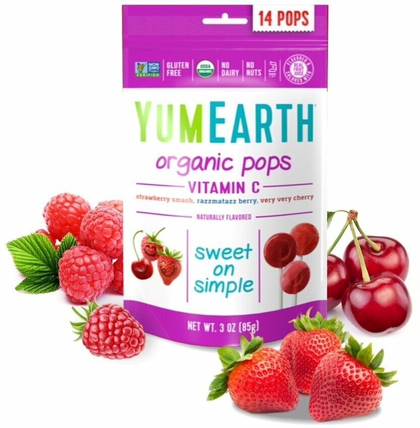 Леденцы на палочке органические YumEarth Organic Витамин С Lollipops, Ассорти, 14 леденцов - фотография № 3