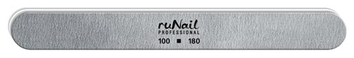 ruNail, Пилка для искусственных ногтей серая, закруглённая, 100/180