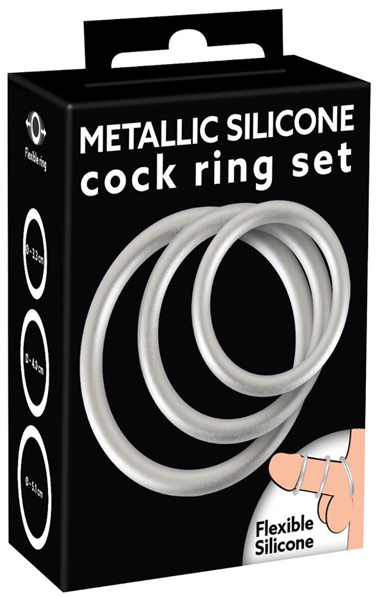 Набор эрекционных колец под металл Metallic Silicone Cock Ring Set