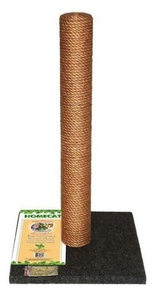 HOMECAT Когтеточка-столбик для кошек 295х295х500 (ковролин, джут) цвет серый