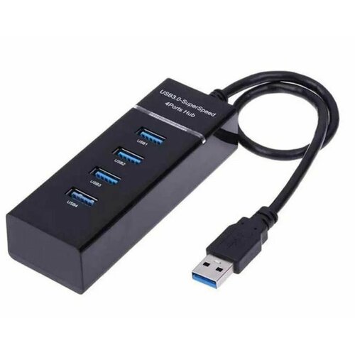 USB разветвитель 3.0 HUB 4 ports, черный 4 ports usb 3 0 divider usb hub for computer laptop pc tablet smart phone black