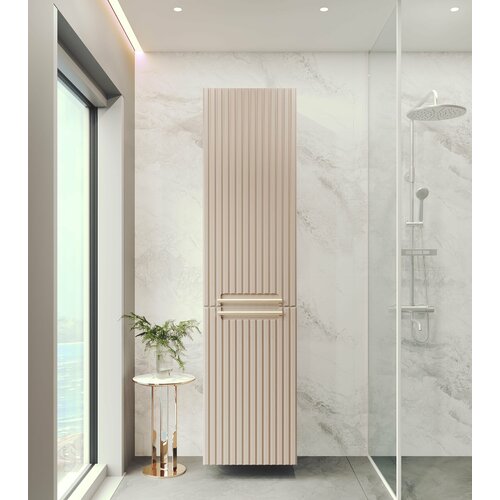 Шкаф-пенал аквакрафт Bella для ванной комнаты с откидной корзиной для белья левый подвесной мокко 30990₽