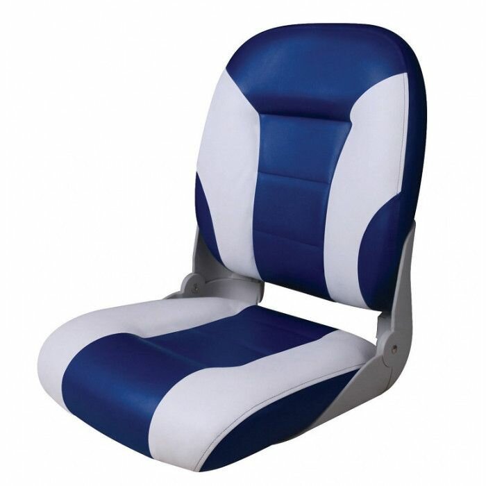 Сиденье мягкое складное Cruistyle III High Back Boat Seat, бело-синее