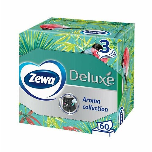 Салфетки бумажные Zewa Deluxe Арома Коллекция в коробке 3 слоя 60 шт 3 уп 855₽