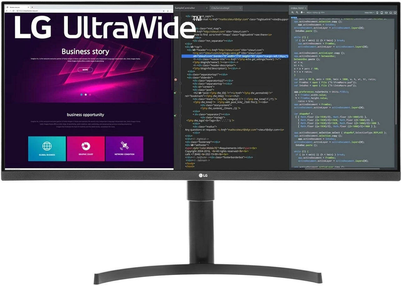 34" Монитор LG 34WN750-B (34WN750-B. ARUZ) черный - 3440x1440@75 Гц, IPS, 5 мс, 1000 : 1, 300 Кд/м, 178/178, 3,5 мм HDMI, DisplayPort, AMD FreeSync, USBх2 шт