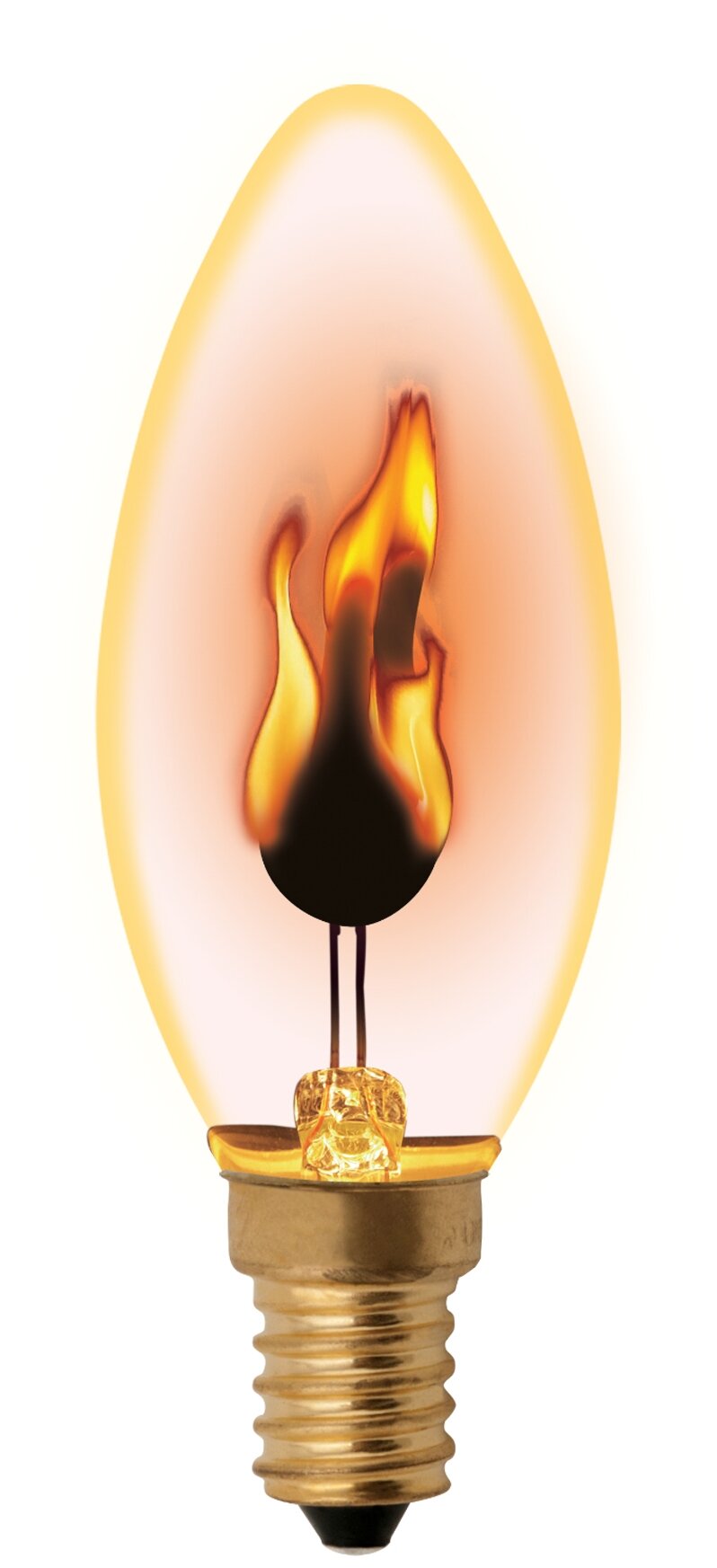 IL-N-C35-3-RED-FLAME-E14-CL Лампа декоративная с типом свечения эффект пламени. Форма свеча. прозрачная. Картон. ТМ Uniel.