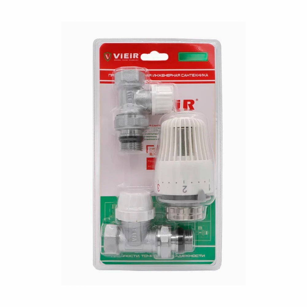 Комплект терморегулирующий для радиаторов прямой из латуни 1/2″ Vieir VR393