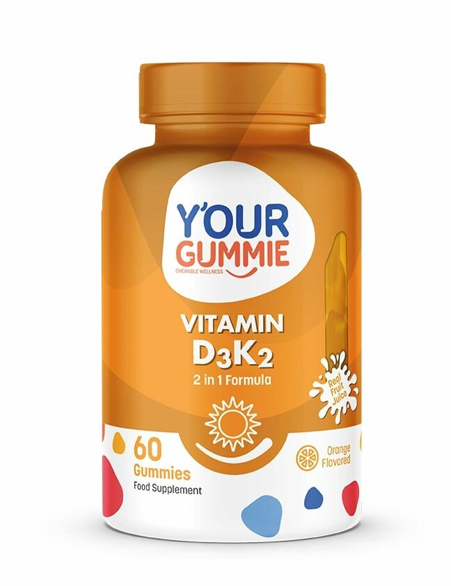 Vitamin D3K2, Витамин Д3К2, 60 мармеладок. Турция