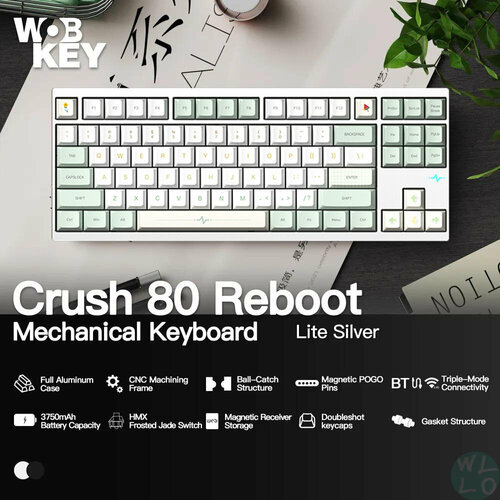 WOBKEY Клавиатура проводная WOBKEY Crush 80 Reboot Английская раскладка серебристый черно-серый 17820₽