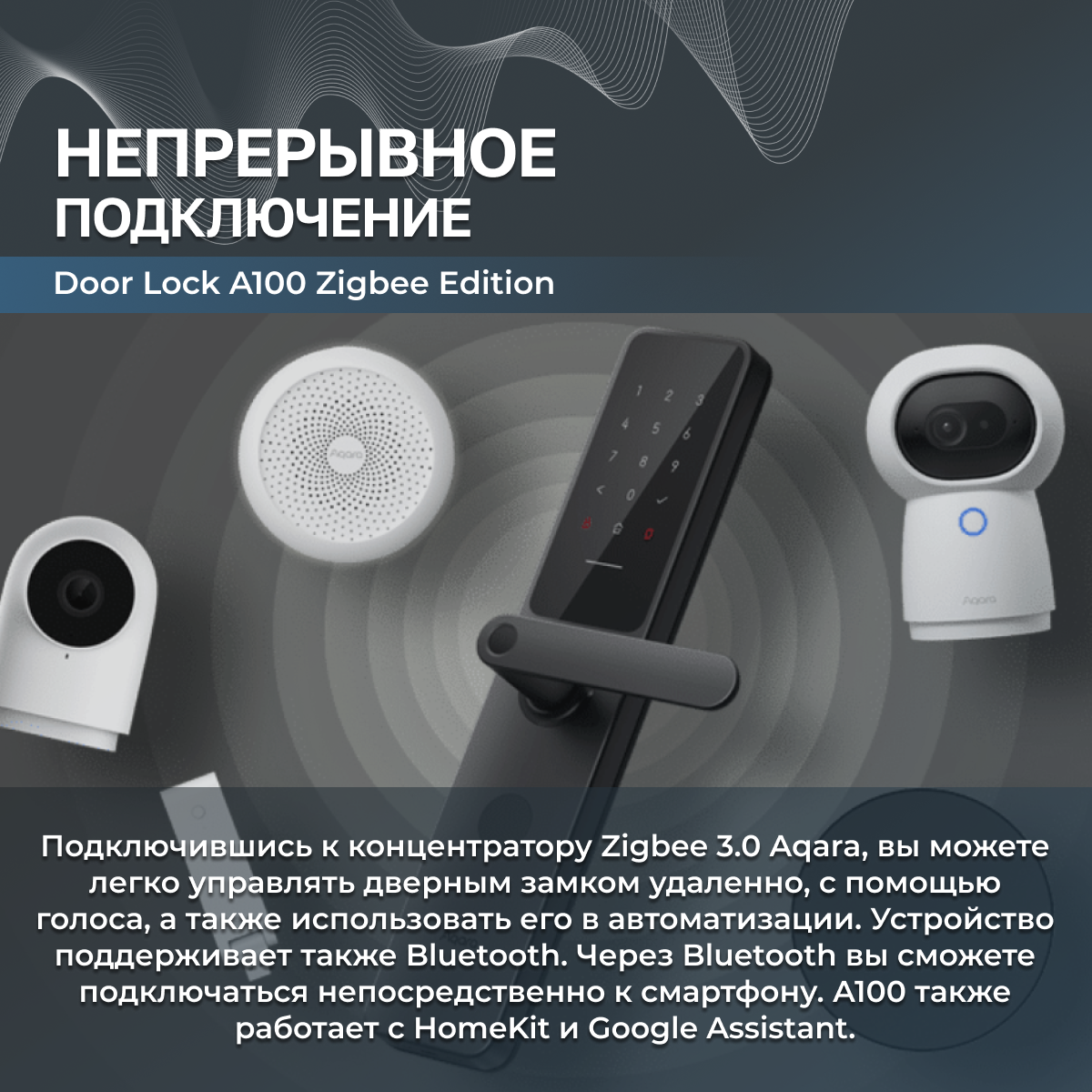 Умный дверной замок AQARA A100 Zigbee Edition ZNMS02ES черный — фото 1