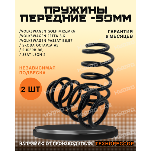 Пружины Техноресор передние с занижением -50мм для Volkswagen Golf mk5, mk6; Jetta 5,6; Passat b6, b7 / Skoda Octavia A5; Skoda Superb 2 (Liftback) / Seat Leon 2