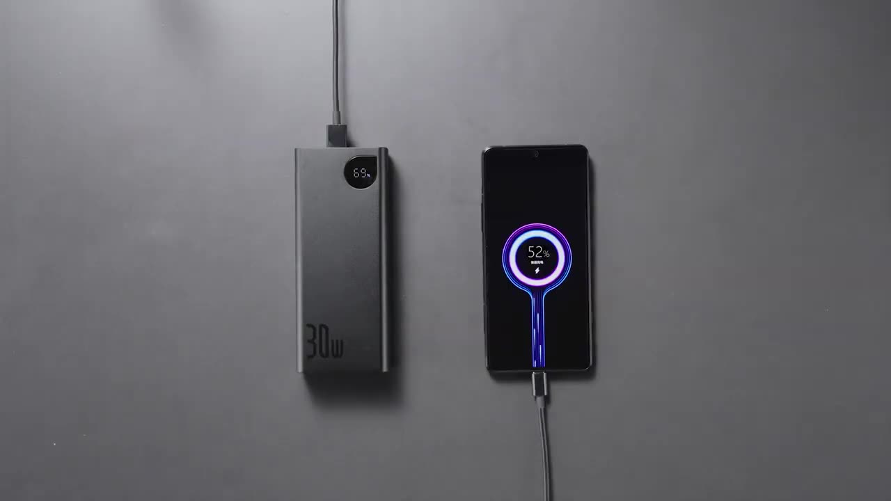 Внешний аккумулятор Baseus Adaman Metal Display Fast charge Power Bank 20000mAh 30W с кабелем Type-C-Type-C 60W — фото 1