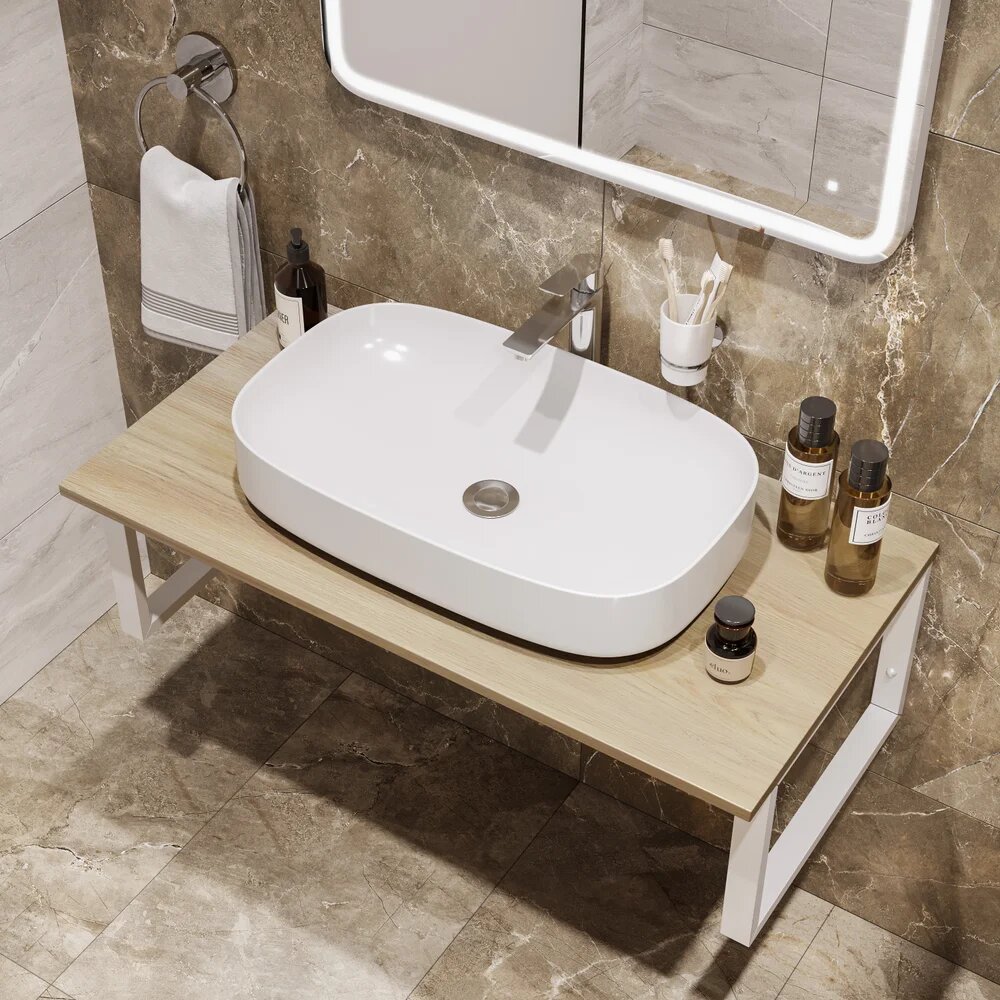 Раковина накладная STWORKI Молде 3064-KL 65 см прямоугольная фаянсовая раковина для ванной белая