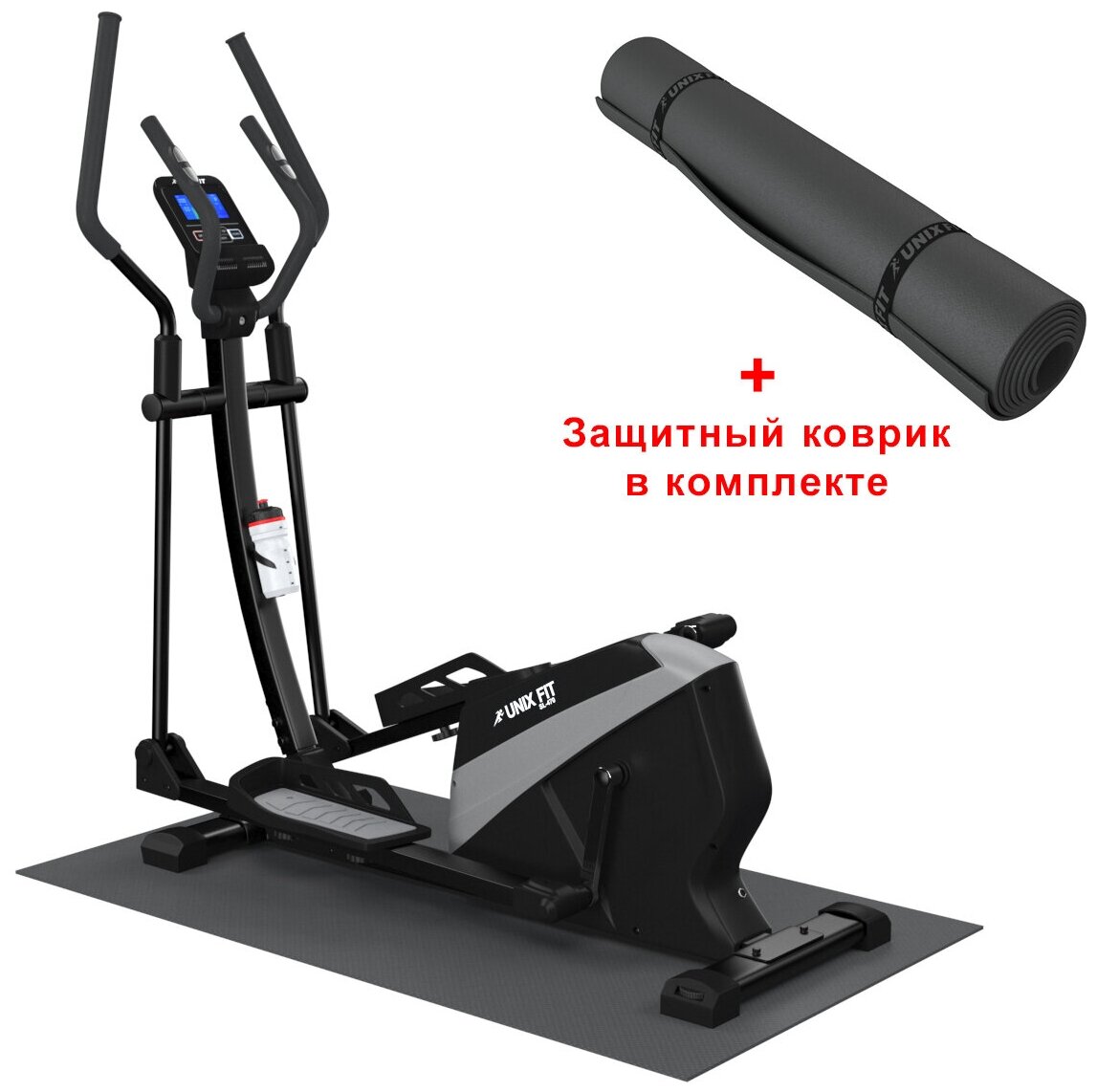 Эллиптический тренажер UNIX Fit SL-470E электромагнитный / коврик В подарок / кардиотренажер, до 130 кг, шаг 47 см, маховик 26 кг, 16 уровней нагрузки UNIXFIT