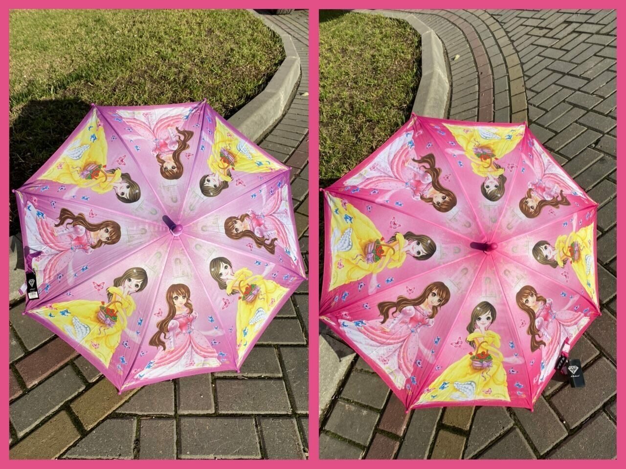 Зонт детский для девочек с Принцессами Золушка фиолетовый 
