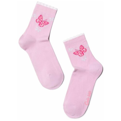 Носки Conte-kids tip-top со стразами и люрексом, размер 20, розовый