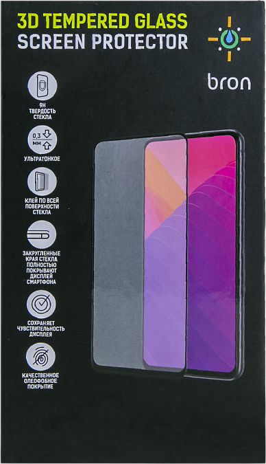 Защитное стекло Bron Anti-Spy для Samsung Galaxy A20s 3D Full Glue (черная рамка) - фото №1