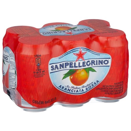 Газированный напиток Sanpellegrino Aranciata Rossa Красный апельсин, 0.33 л, 6 шт.