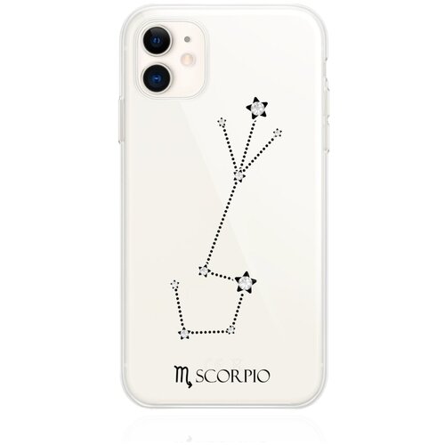 Прозрачный силиконовый чехол с кристаллами Lux для iPhone 11 Знак зодиака Скорпион Scorpio для Айфон 11