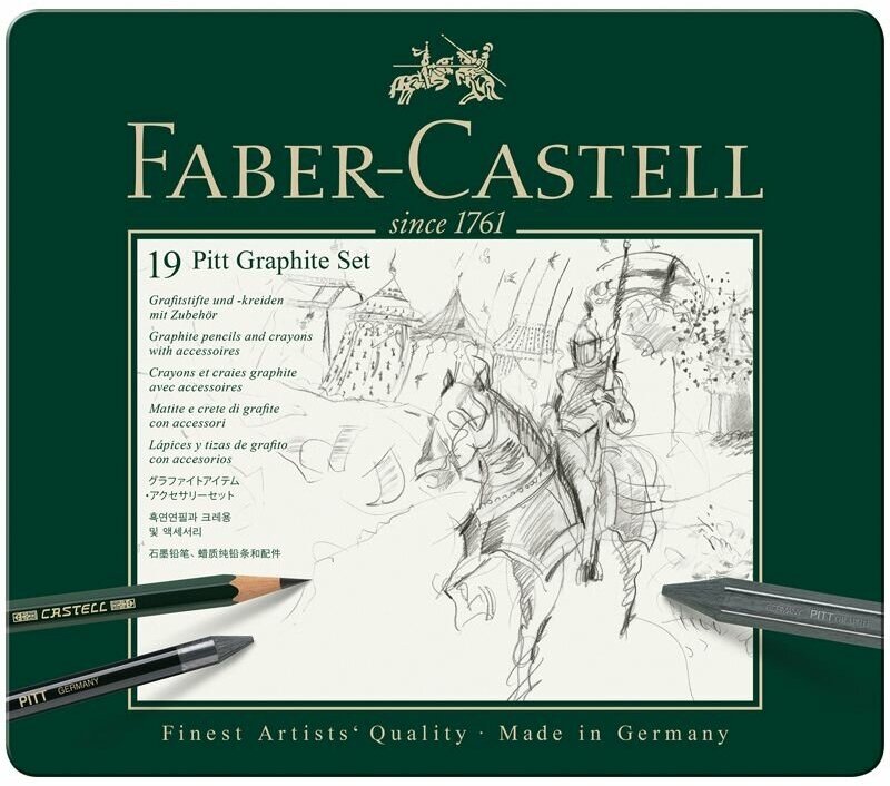 Набор карандашей ч/г Faber-Castell "Pitt Graphite", 19 предметов, заточен, метал. кор.