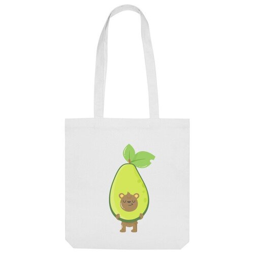 сумка мишка в авокадо зеленое яблоко Сумка шоппер Us Basic, белый