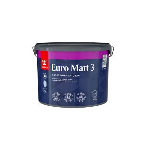 Tikkurila краска euro matt-3 база с 0,9 л интерьерная 40600 .