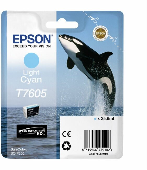 Картридж Epson T7605 Light Cyan/Светло Голубой