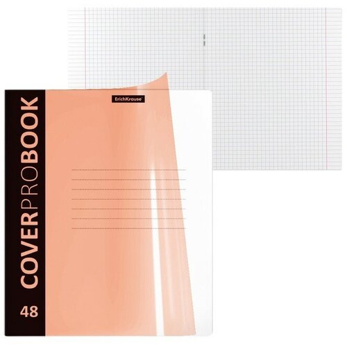 Тетрадь А5+, 48 листов в клетку Neon, пластиковая обложка фактура песок, блок офсет, белизна 100%, оранжевая 5 шт