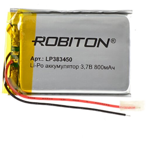 Аккумулятор Li-Pol Robiton LP383450 литий-полимерный 3.7 В плоский 800 мАч размер 3.8х34х50 мм с защитной платой