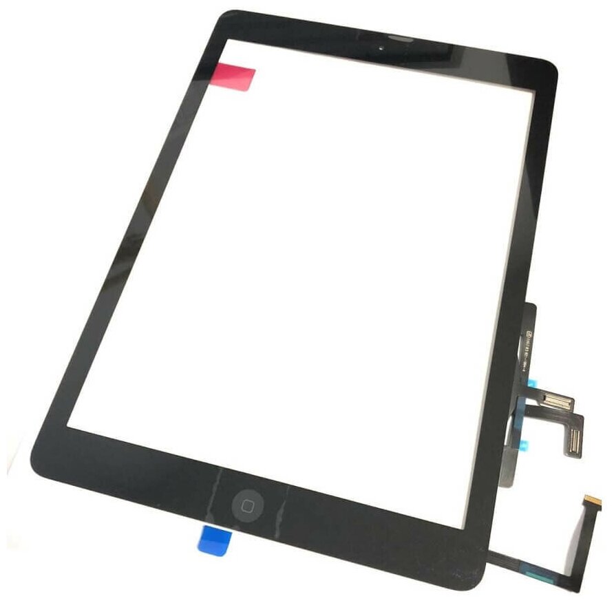 Сенсорное стекло (тачскрин) для iPad Air (A1474, A1475, A1476) в сборе с кнопкой и лентой (Original OEM) Черный