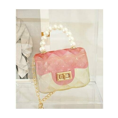 фото Сумка мессенджер , фактура стеганая, розовый, бесцветный dav