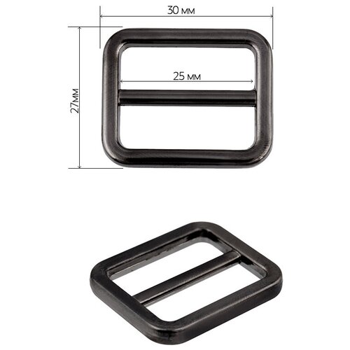 Пряжка регулятор металл TBY-152503 32х27мм (внутр. 25мм) цв. черный никель уп. 10шт