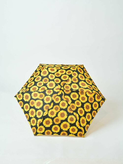 Зонт Grant Barnett, механика, 3 сложения, купол 90 см, 6 спиц, чехол в комплекте, для женщин, черный, желтый