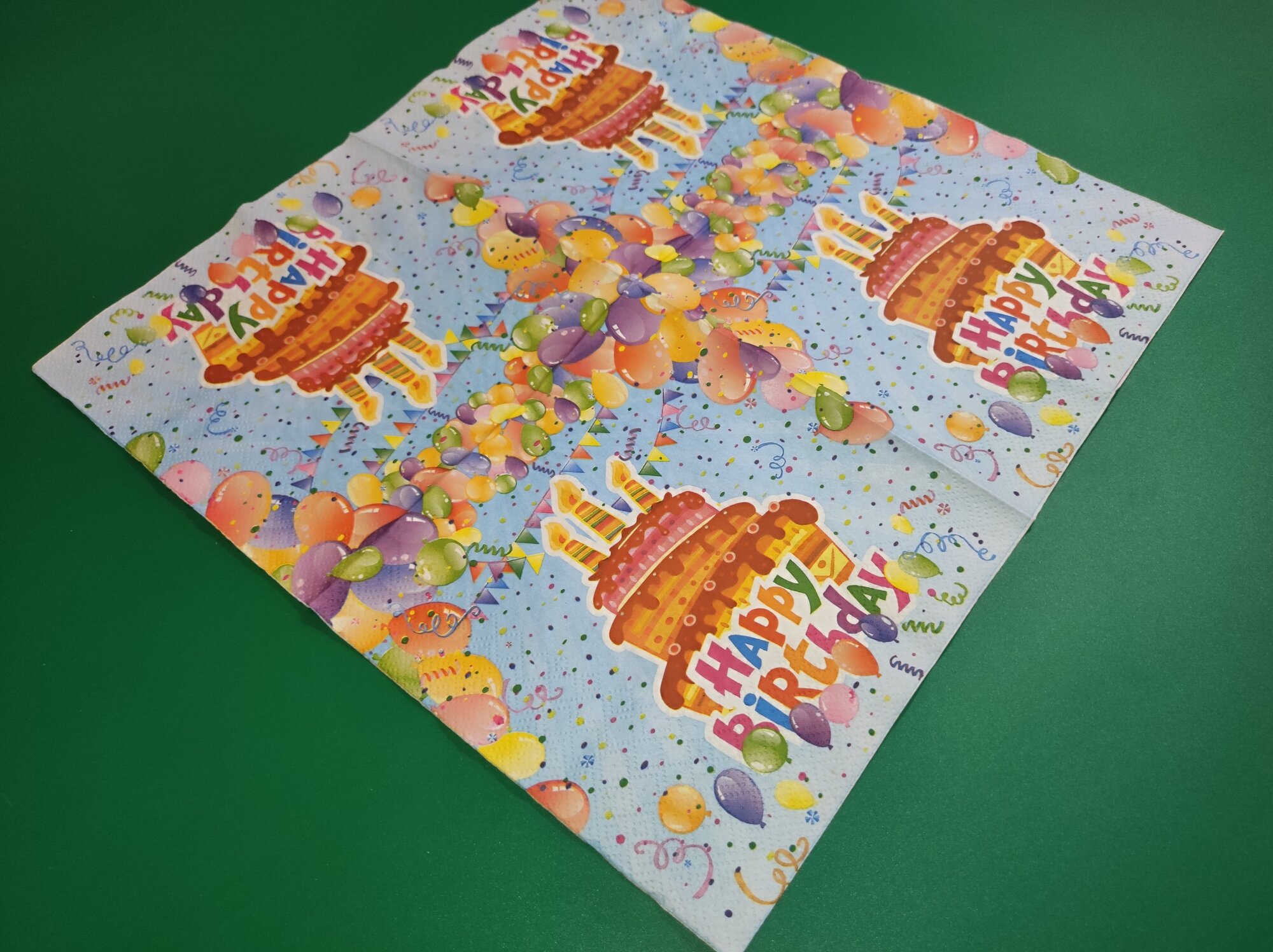 Салфетки бумажные декоративные "С днём рождения" , 3 слоя, 33x33 см, 20 листов - фотография № 4