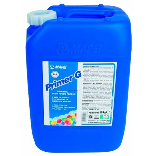 Грунтовка укрепляющая Mapei Primer G, 10 кг, 10 л, голубой